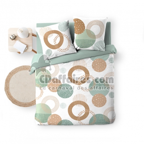 Housse de couette 260 x 240 cm coton 42 fils + 2 taies Bellaluna Blanc