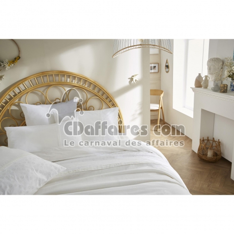 Housse de couette 57 fils 240 x 220 cm jeanne coco Blanc