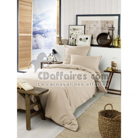 Housse de couette chaude en flanelle 140 x 200 cm Candice Beige