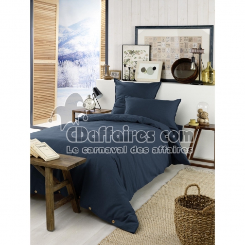 Housse de couette chaude en flanelle 140 x 200 cm Candice Bleu foncé