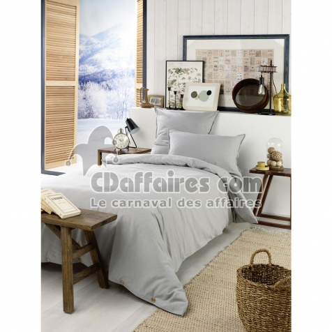 Housse de couette chaude en flanelle 140 x 200 cm Candice Gris chambré