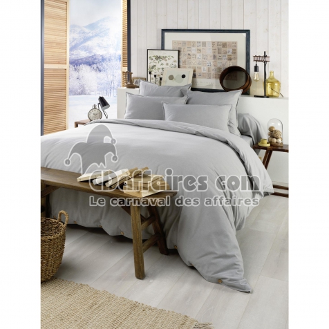 Housse de couette chaude en flanelle 240 x 220 cm Candice Gris chambré