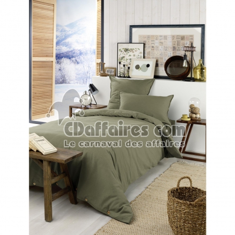 Housse de couette flanelle 140 x 200 cm candice romarin Kaki