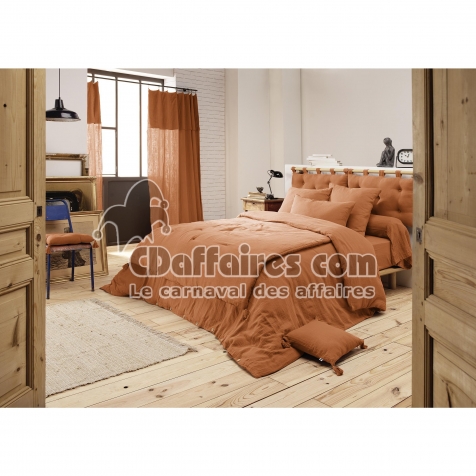 Housse de couette Gaze de Coton 260 x 240 cm GA&Iuml;A Abricot