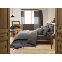 Housse de couette gaze de coton Bio 200x200 cm Gris anthracite