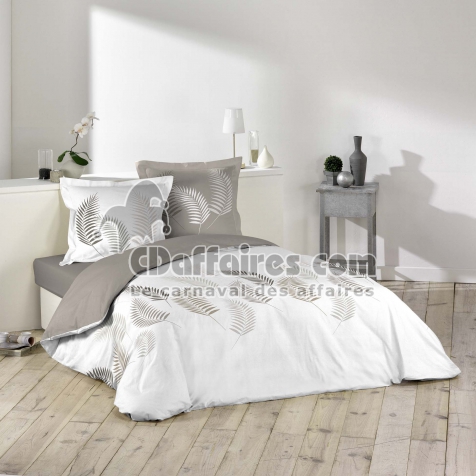 Housse de couette imprim&eacute; 260x240 cm 100% coton 57 fils + 2 taies Goyave