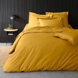 Housse de Couette Jaune en Percale de Coton - Douceur et Élégance 260 x 240 cm