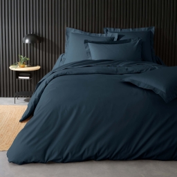 Housse de Couette Marine en Percale de Coton - Douceur et &Eacute;l&eacute;gance 240 x 220 cm