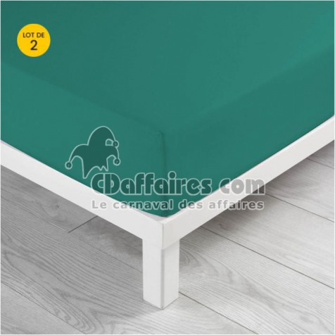 Lot de 2 Draps housse 140 x 190 x 30 cm coton bio Biolina Emeraude