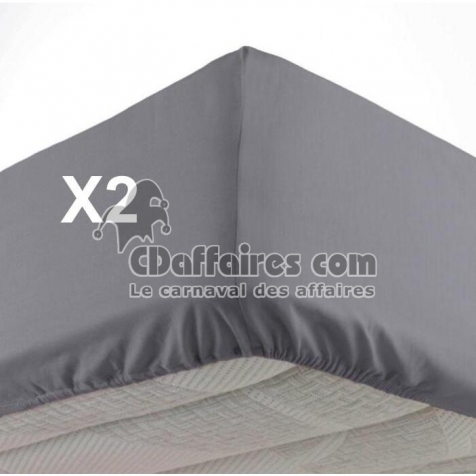 Lot de 2 Draps housse bonnet 30 cm 2 personnes 140 x 190 cm microfibre Oscar Anthracite