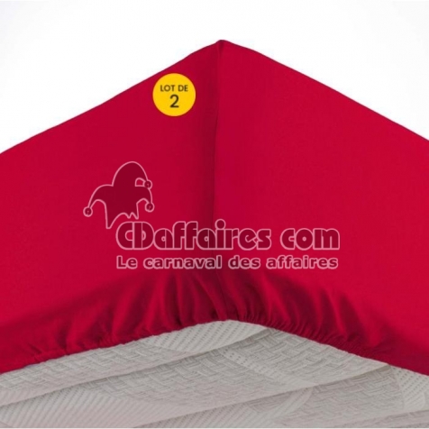 Lot de 2 Draps housse bonnet 30 cm 2 personnes 140 x 190 cm microfibre Oscar Rouge