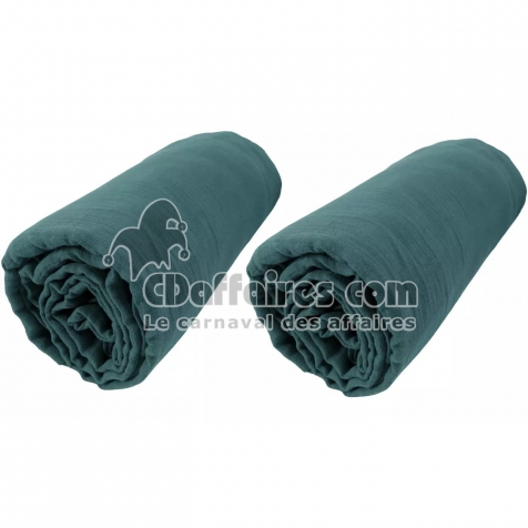 Lot de 2 Draps housse bonnet 30 cm double gaze de coton 140 x 190 cm canard