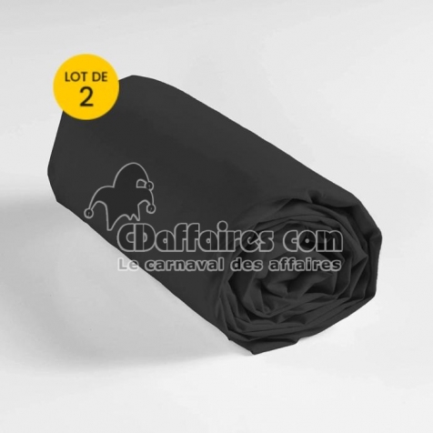 Lot de 2 draps housse king size 180 x 200 cm coton 57 fils Noir