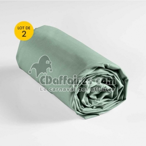 Lot de 2 draps housse king size 180 x 200 cm coton 57 fils Sauge