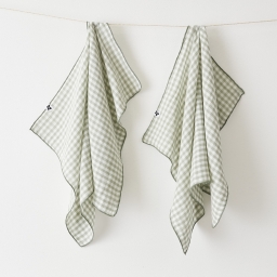 lot de 2 essuie-mains 50 x 70 cm gaze de coton tiss&eacute;e teinte vickie eucalyptus