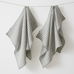 Lot de 2 essuie-mains 50 x 70 cm Gaze de coton tiss&eacute;e teinte VICKIE Romarin
