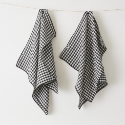 lot de 2 essuie-mains 50 x 70 cm gaze de coton tiss&eacute;e teinte vickie truffe