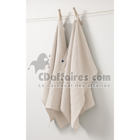 Lot de 2 essuie-mains gaze de coton 50 x 70 cm gaïa pampa Naturel