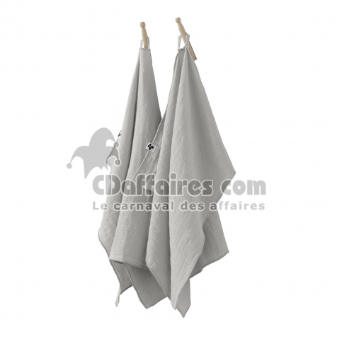 Lot de 2 essuie-mains gaze de coton 50 x 70 cm nuage Gris