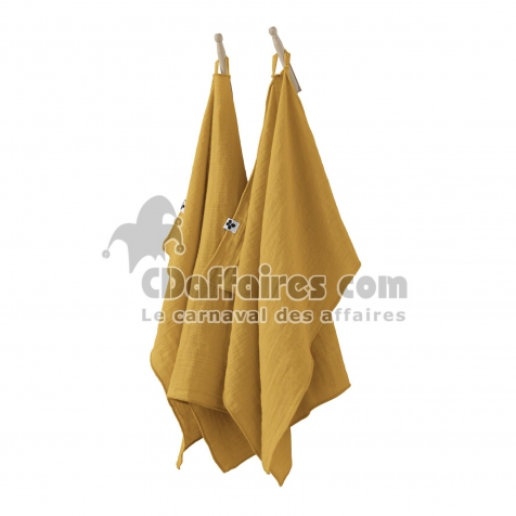 Lot de 2 essuie-mains gaze de coton 50 x 70 cm safran Jaune