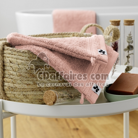 Lot de 2 gants 15 x 21 cm éponge unie garance rose poudré Rose