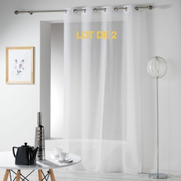 Lot de 2 panneaux a oeillets 140 x 240 cm etamine crash telma Blanc