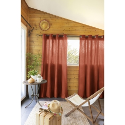Lot de 2  Rideaux 100% coton prélavé 140 x 260 cm Kala Terracotta