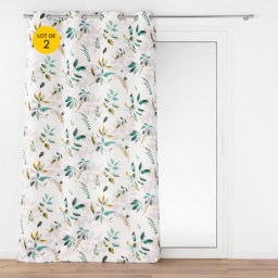 Lot de 2 rideaux &agrave; &oelig;illets 140 x 260 cm en polyester imprim&eacute; - Mod&egrave;le Dilaris