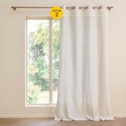 Lot de 2 Rideaux &agrave; &OElig;illets Vertis - 140 x 240 cm - Polycoton Uni avec Franges