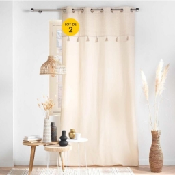 Lot de 2 Rideaux a oeillets 140 x 240 cm coton + haut m&eacute;tallis&eacute; Izigold