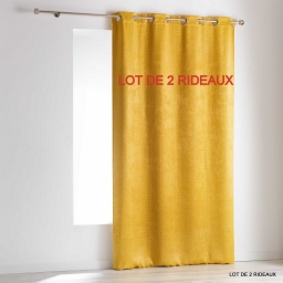 Lot de 2 rideaux a oeillets 140 x 240 cm occultant velours frappe opacia Jaune