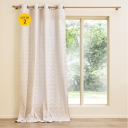 Lot de 2 Rideaux a oeillets 140 x 240 cm polycoton Imprime Palmier Saharis