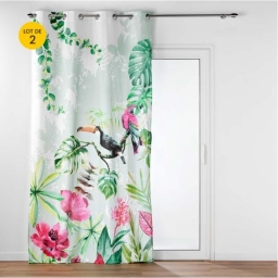 Lot de 2 Rideaux a oeillets 140 x 260 cm 100% coton imprim&eacute; Louisiane