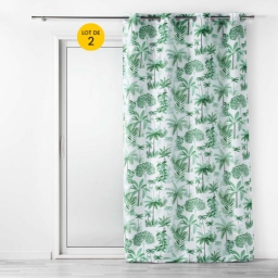 Lot de 2 Rideaux a oeillets 140 x 260 cm polyester imprim&eacute; Amazonia Vert