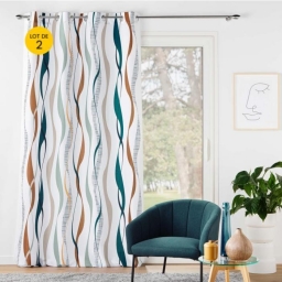 Lot de 2 rideaux a oeillets 140 x 260 cm polyester imprime Lisana