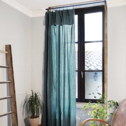 Lot de 2 rideaux gaze de coton 140x300 cm Bleu canard