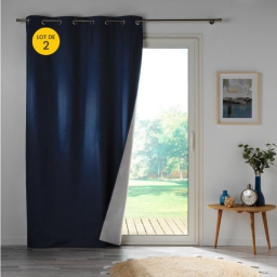 Lot de 2 rideaux occultant 140 x 260 cm Cr&eacute;puscule Bleu