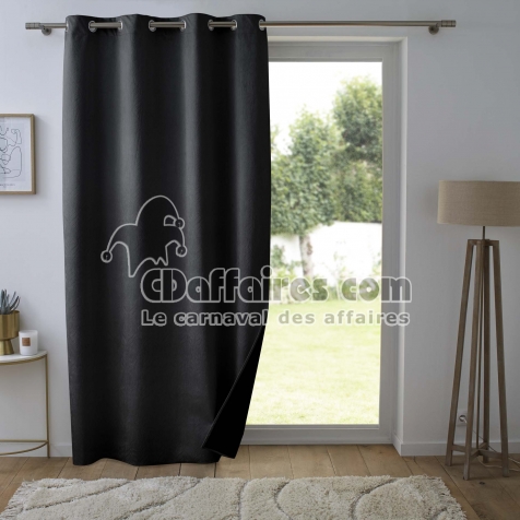 Lot de 2 Rideaux occultant 140 x 260 cm velours relief shadow Noir