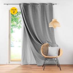 Lot de 2 Rideaux  occultant/thermique/phonique doublure amovible 140 x 260 cm Coverline Anthracite