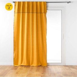 Lot de 2 Rideaux passants cache-volants en coton 140 x 240 cm Mistraline Moutarde