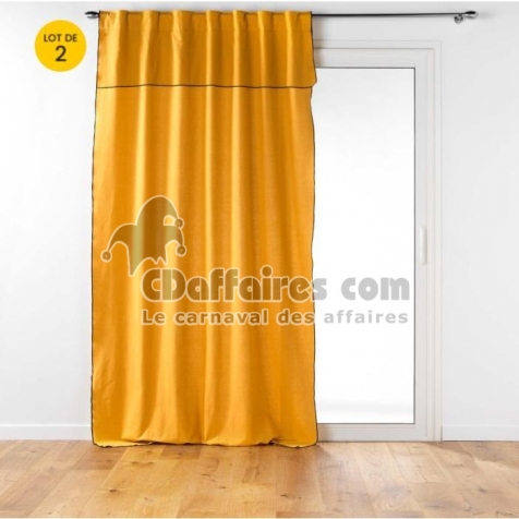 Lot de 2 Rideaux passants cache-volants en coton 140 x 240 cm Mistraline Moutarde