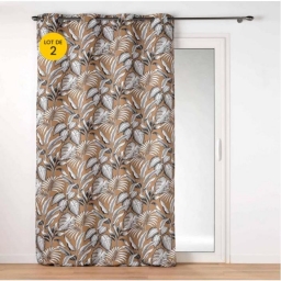 Lot de 2 Rideaux tamisant 140 x 260 cm polyester imprim&eacute; Cabana Camel