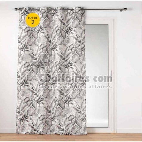 Lot de 2 Rideaux tamisant 140 x 260 cm polyester imprim&eacute; Cabana Naturel