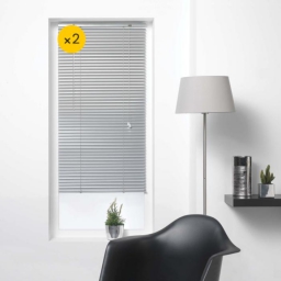 Lot de 2 Stores sans perçage à lamelles 40 x 130 cm venitien Argent