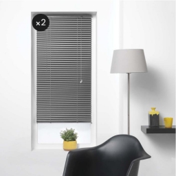 Lot de 2 Stores vénitien pose facile à lamelles 60 x 130 cm aluminium Anthracite