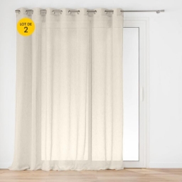Lot de 2 Voilages &agrave; &OElig;illets Carlin Beige 240 x 240 cm - Grande largeur