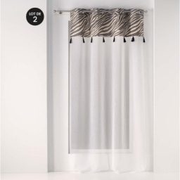 Lot de 2 voilages a oeillets 140 x 240 cm + pompon Maroni