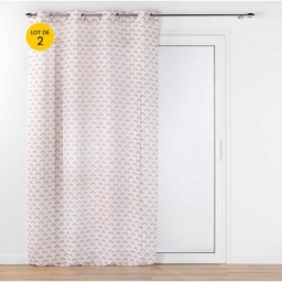 Lot de 2 Voilages art d&eacute;co a oeillets 140 x 240 cm metallis&eacute; Lorea Rose