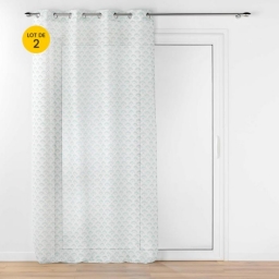 Lot de 2 Voilages art d&eacute;co a oeillets 140 x 240 cm metallis&eacute; Lorea Sauge