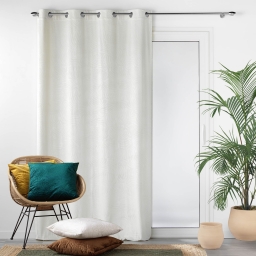 Lot de 4 Rideaux Occultants &agrave; &OElig;illets - 140 x 240 cm - Velours relief Naturel